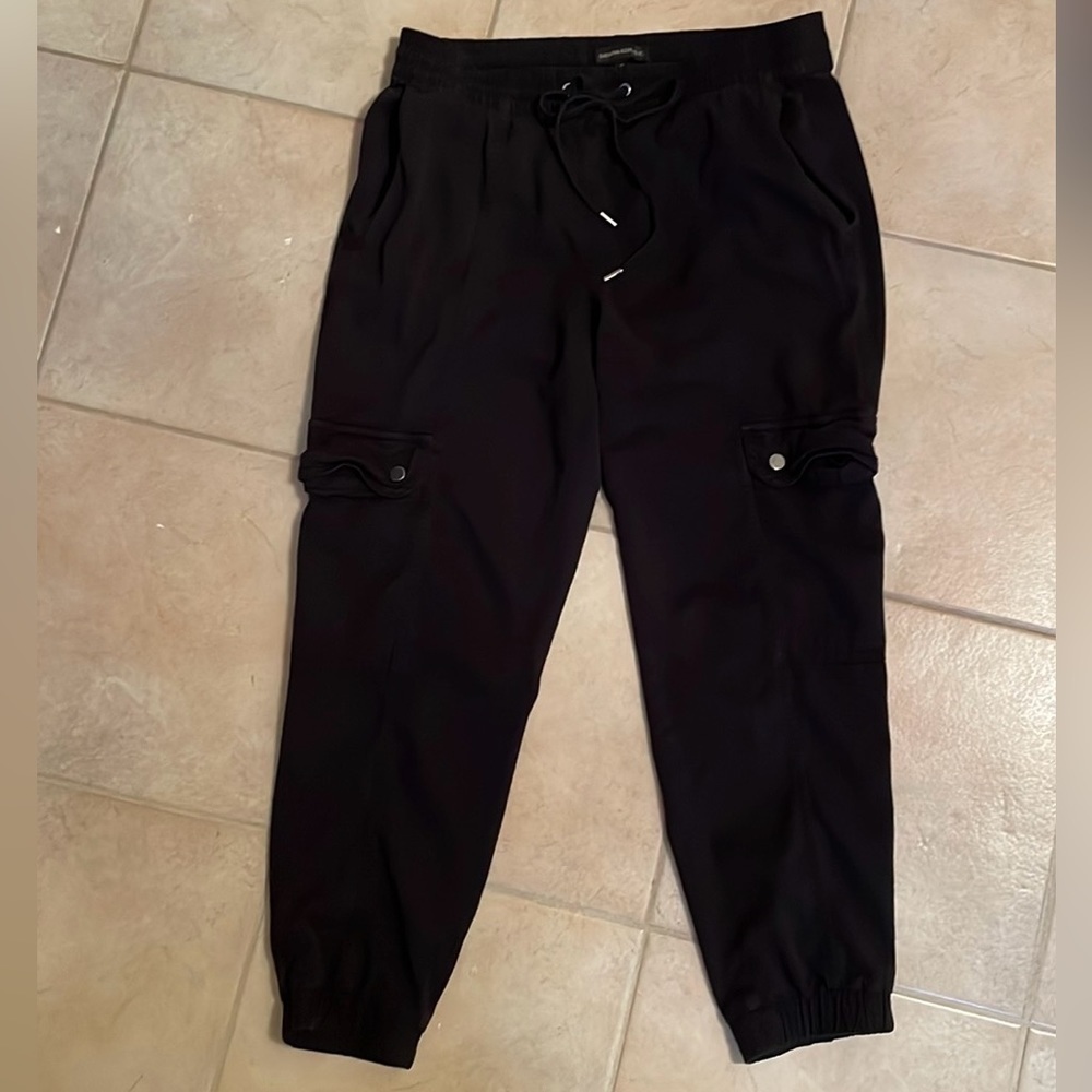 Banana Republic Women S Rayon Spandex Ankle Cargo Pocket Jogger Black Pants